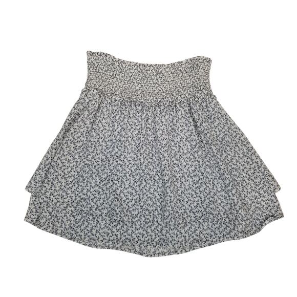 Rails Womens Blue White Ditzy Floral Smocked Elastic Waist Flouncy Mini Skirt XS - Picture 2 of 4